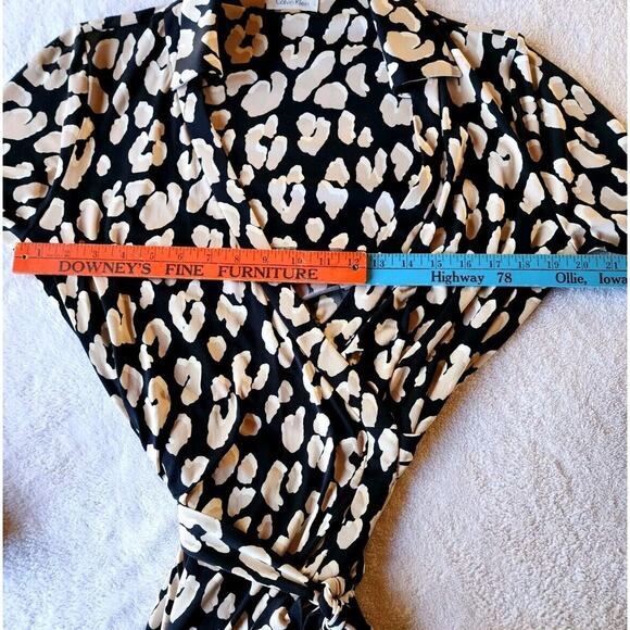 VTG 90s Leopard Print True Wrap Dress Sz S Long Sleeve Knee-length Calvin Klein - Picture 4 of 9